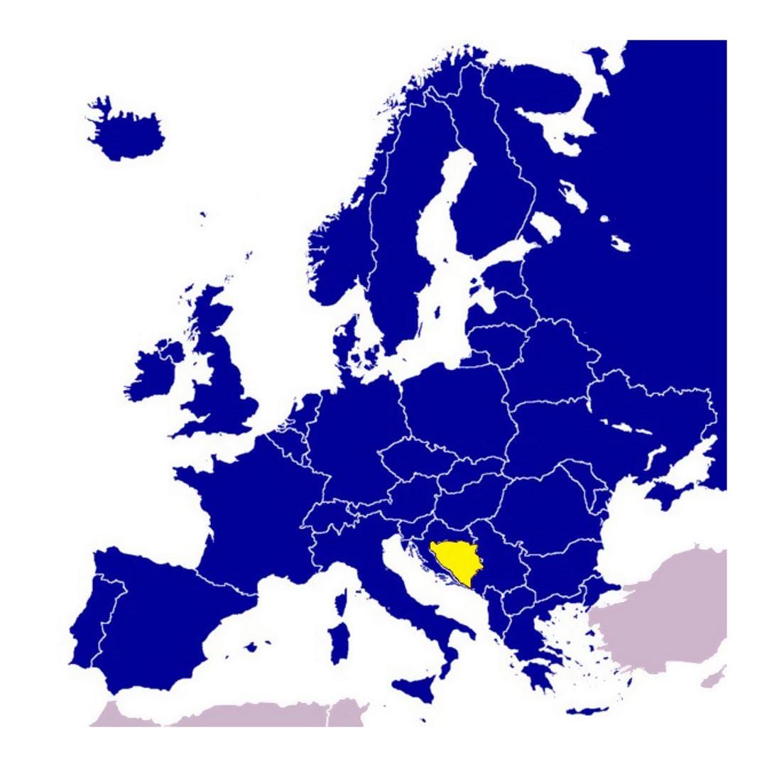 Kaart van Bosnië en Herzegovina in europa