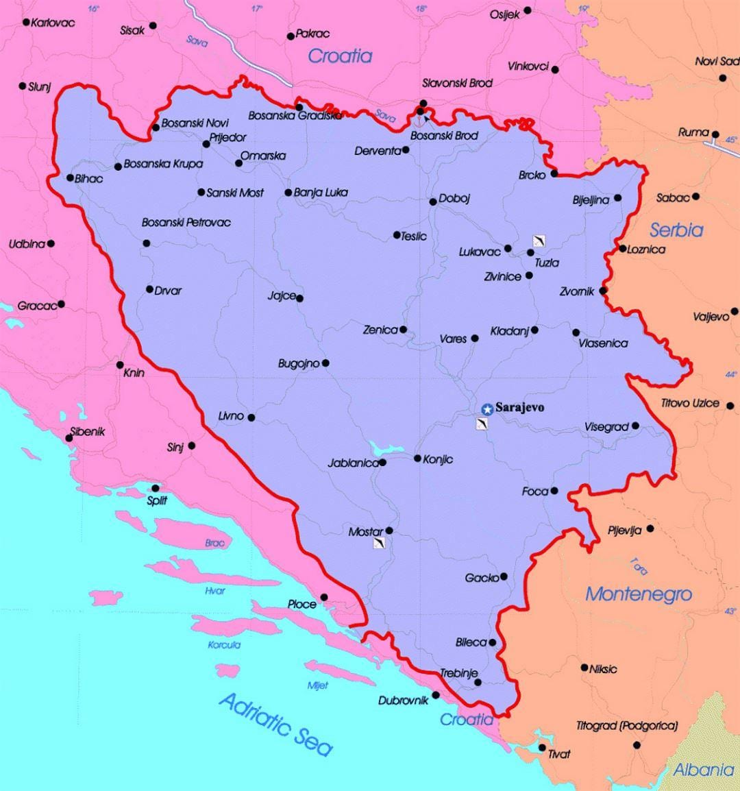 Bosnië en Herzegovina politieke kaart