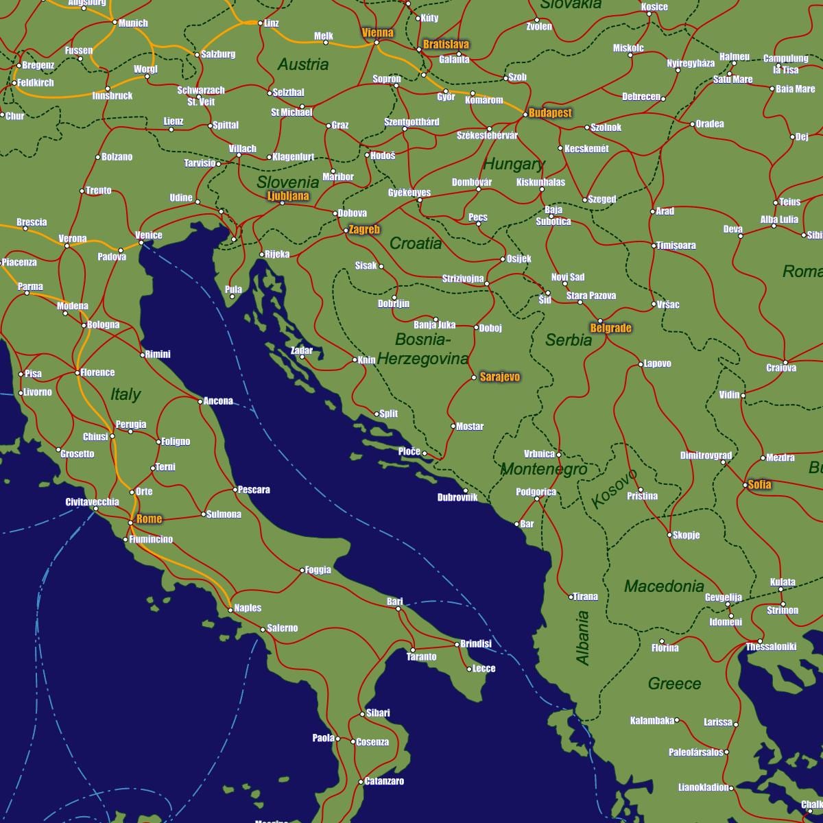Bosnië spoorweg kaart