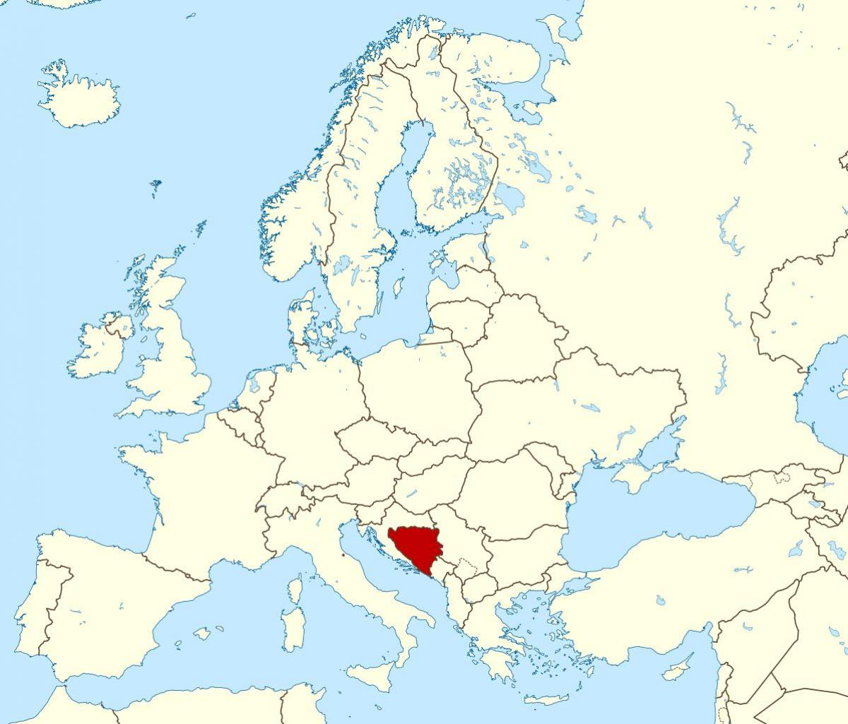 Bosnië en Herzegovina op de kaart van de wereld