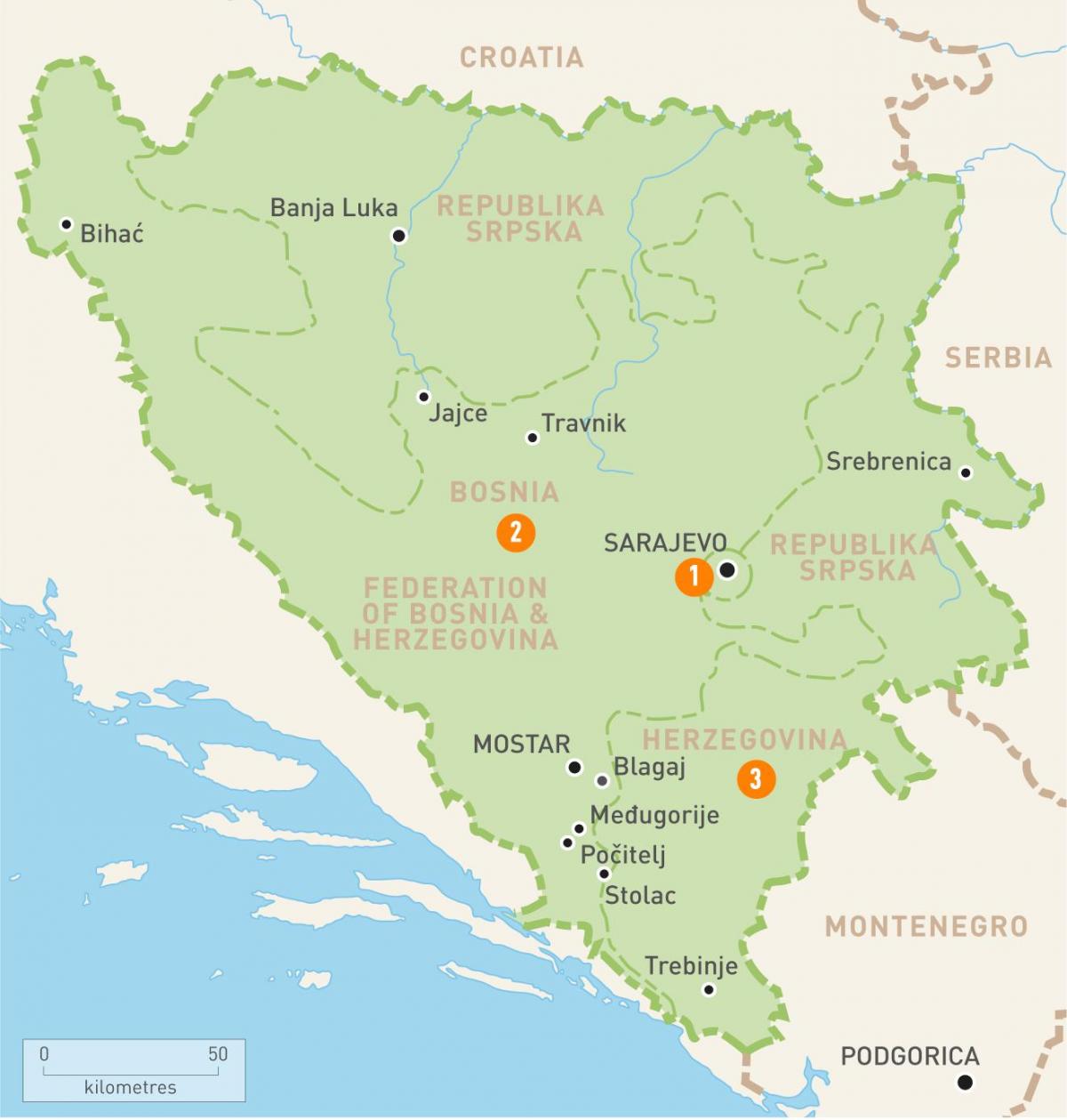 Kaart van sarajevo Bosnië