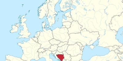 Bosnië op een kaart van europa