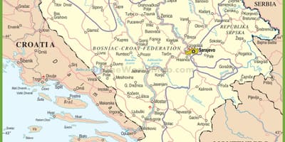 Kaart van Bosnië weg
