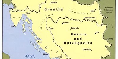 Kaart van Bosnië en Herzegovina en de omliggende landen